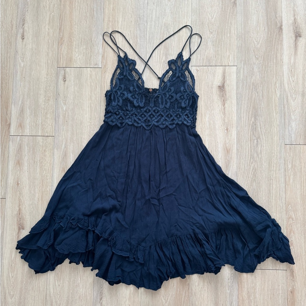Free People Navy Asymmetrical Dress